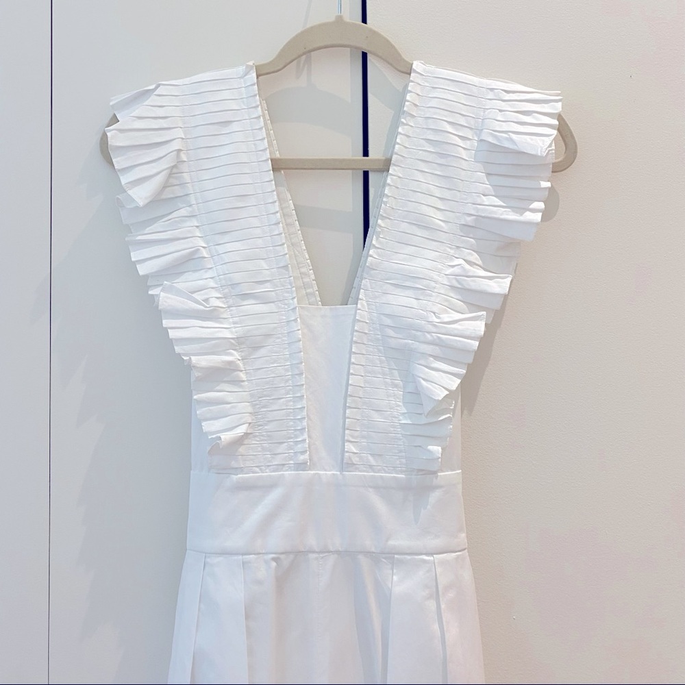 Tibi Flamenco Pleated Cotton Culottes Jumpsuit - Picture 2 of 12